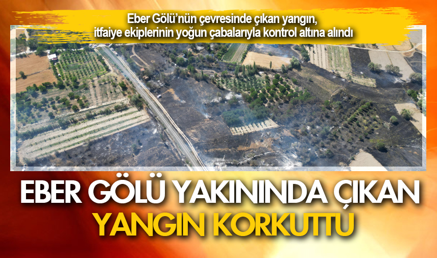 Eber Gölü yakınında çıkan yangın korkuttu